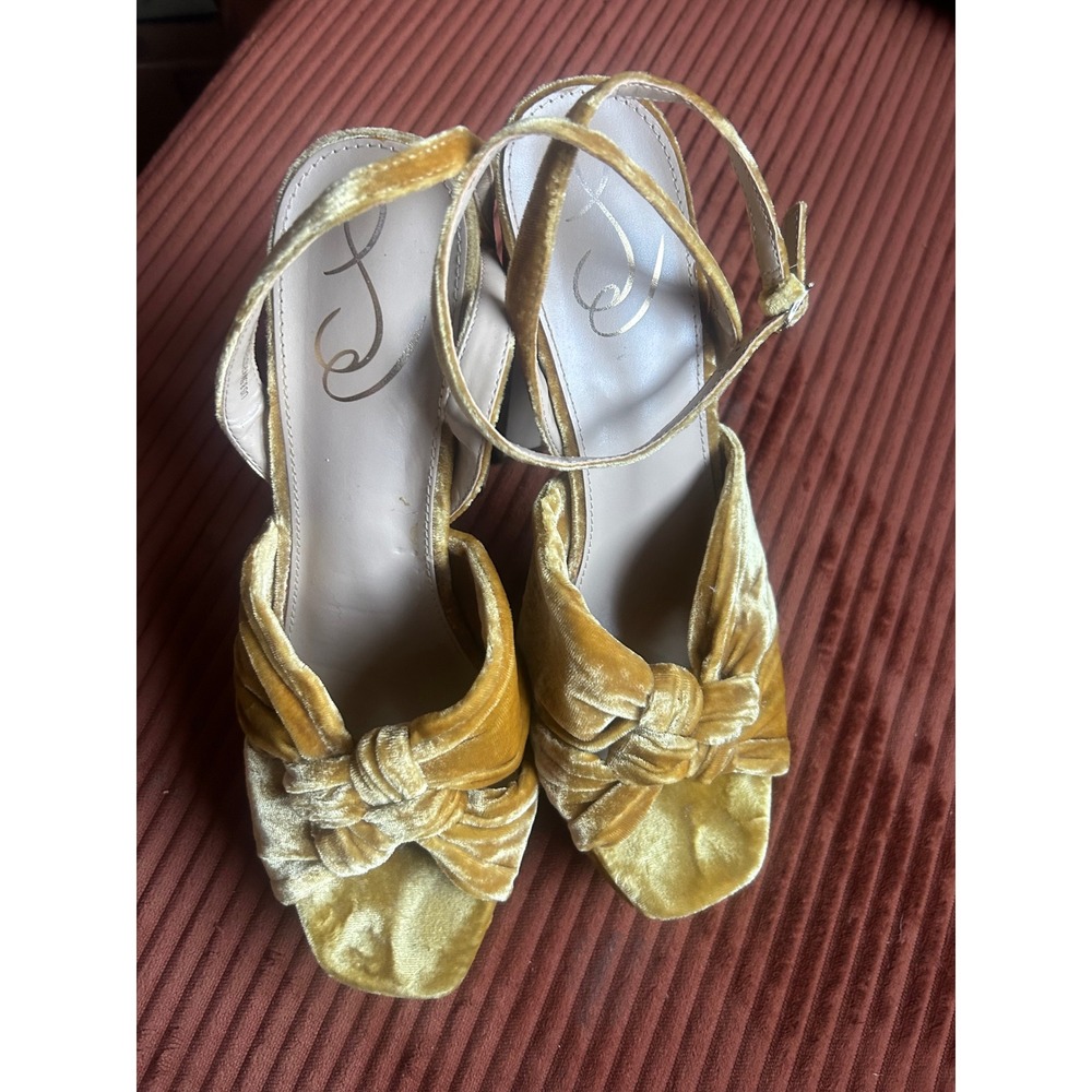 Sam Edelman Velvet Knotted Platform Sandals Gold Womens US 8.5 - Picture 4 of 7